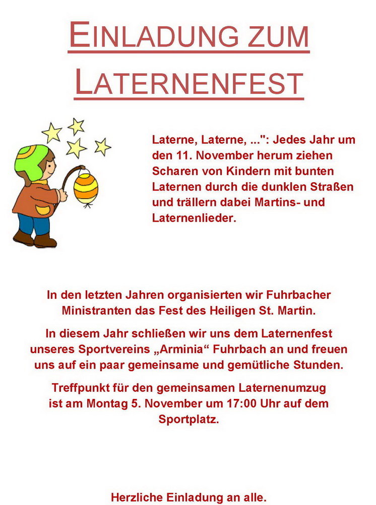 Einladung Zum Laternenfest Mein Fuhrbach